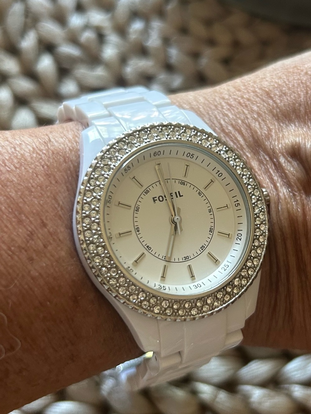 Fossil Stella all White Watch with Crystal bezel